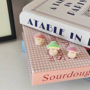 Set of 3 Flocked Mini Mushroom Decor